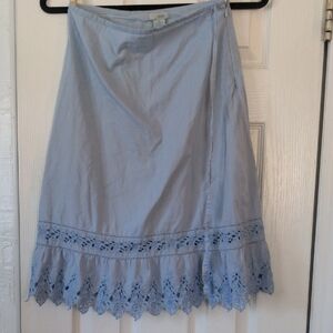 Odille Blue Ruffled A-Line Skirt Knee-Length Resort Wear
